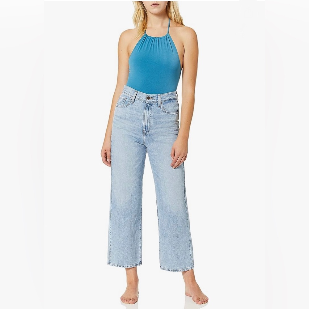 BCBGeneration Women's‎ Electric Blue Cut-Out Halter Bodysuit Top Small Stretch